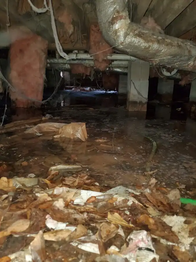 Crawl space flood assessment for Commercial Water Damage Restoration in Bridgton